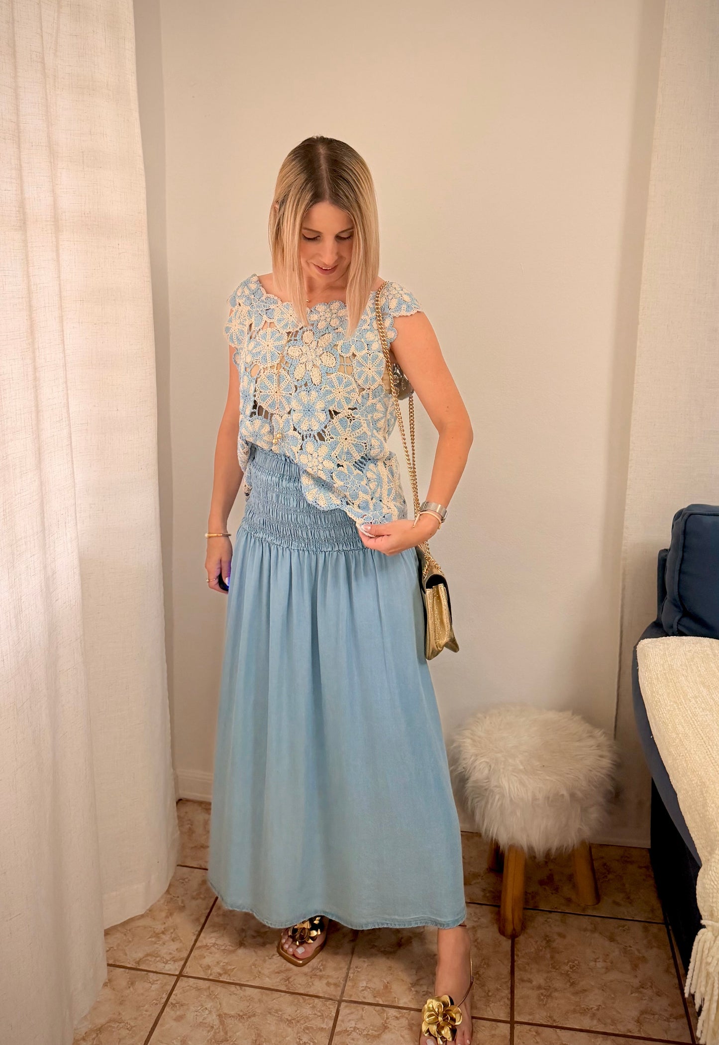 Blue Crochet Top