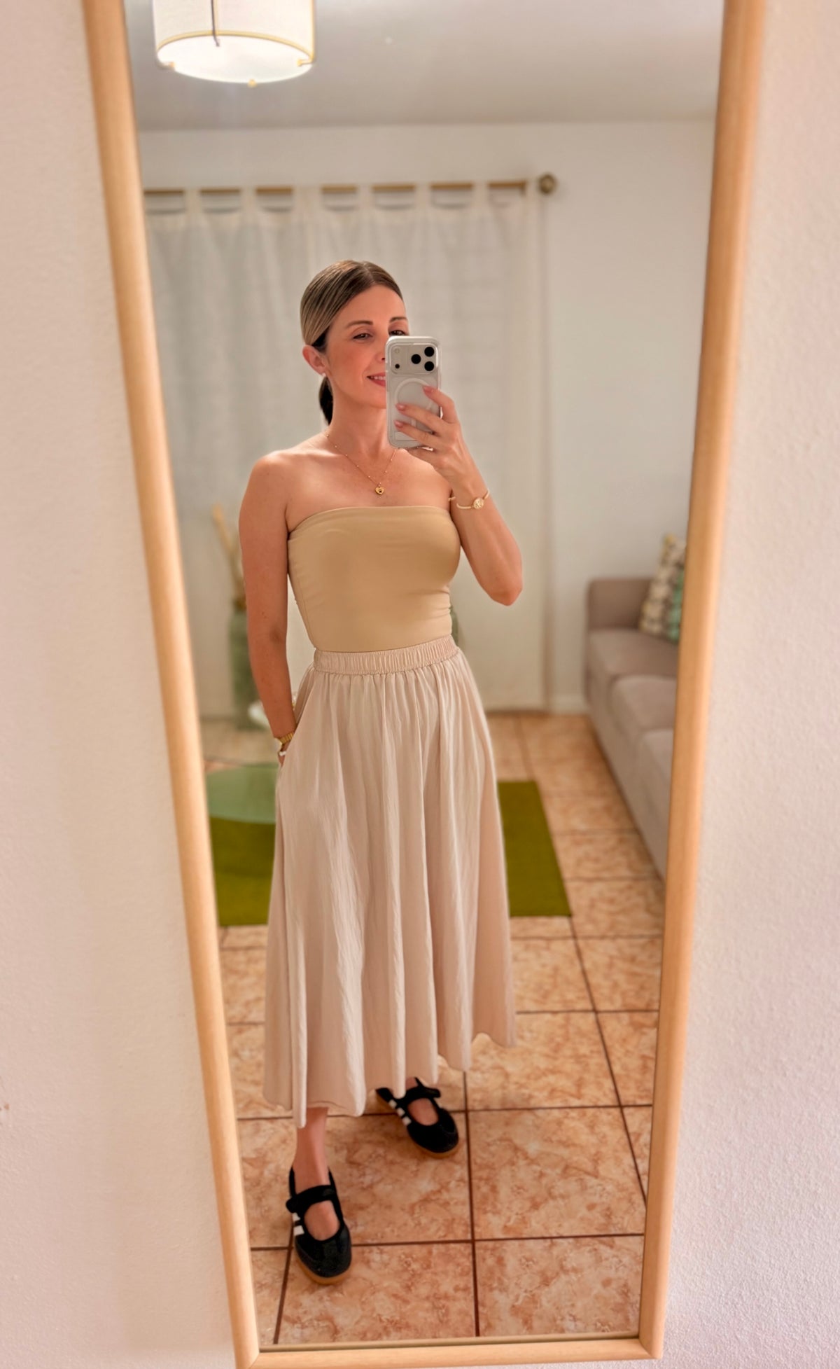 Beige Midi Skirt