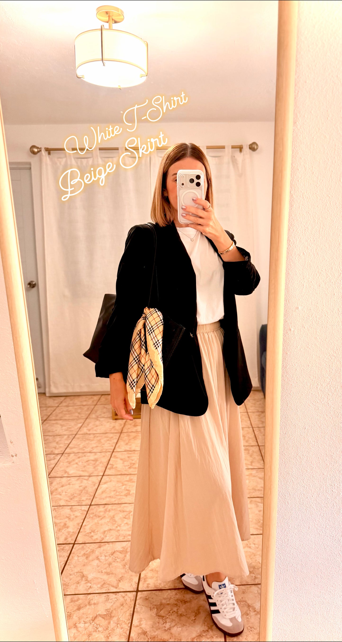 Beige Midi Skirt