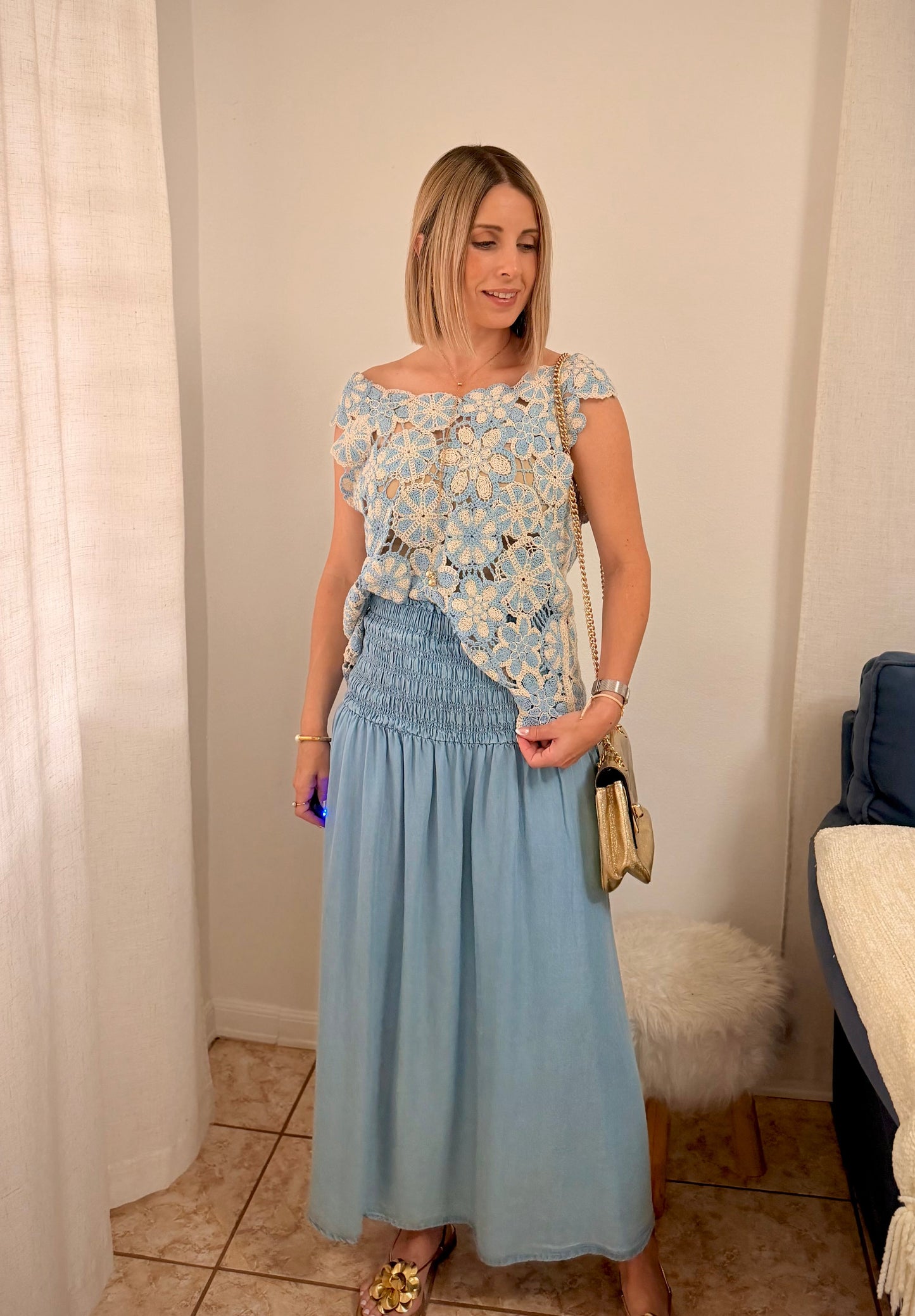 Blue Crochet Top