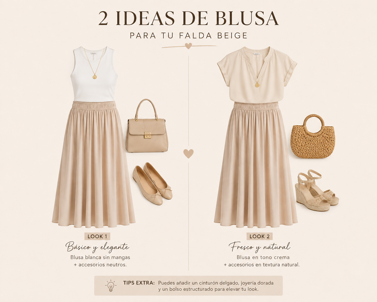 Beige Midi Skirt
